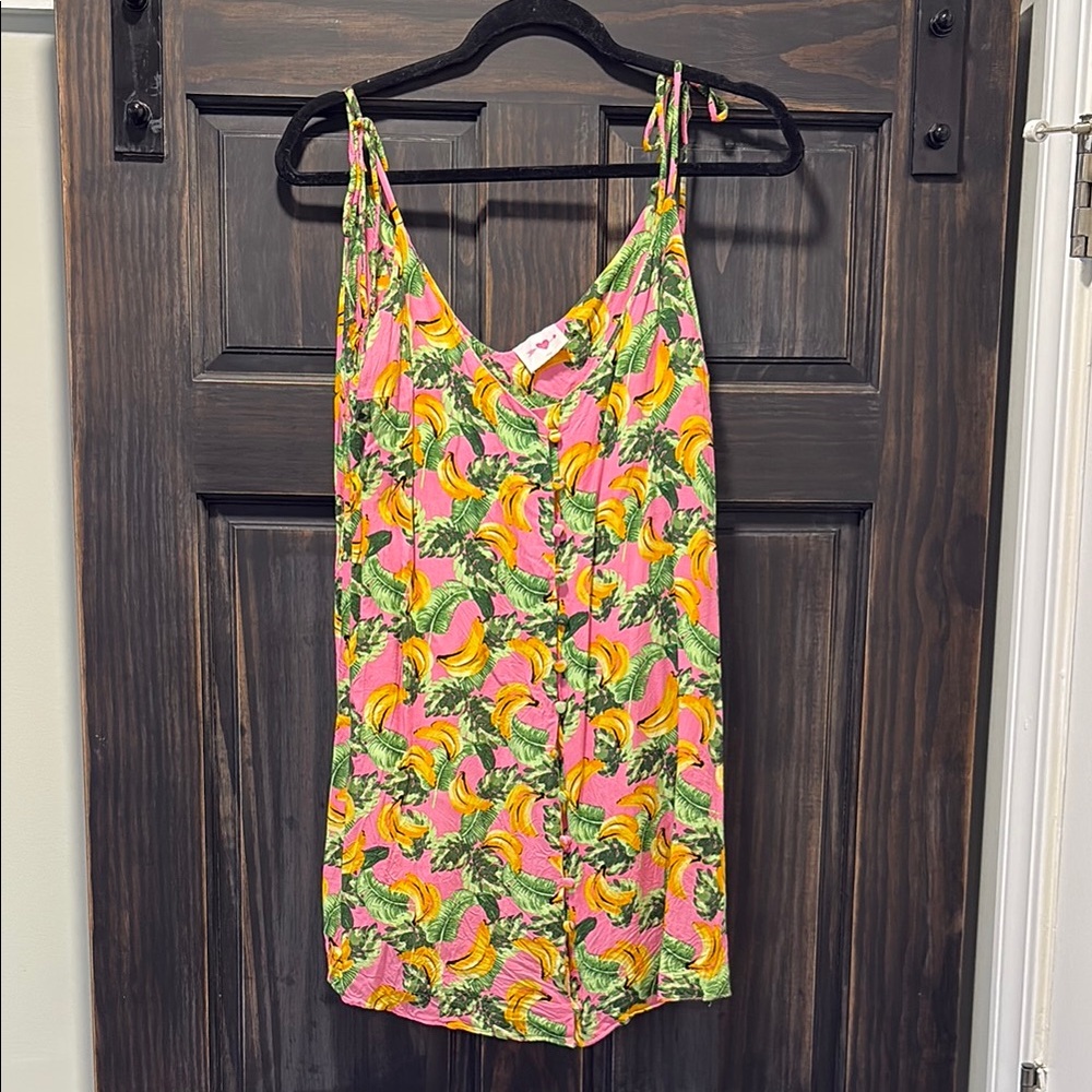 Buddy Love Tropical Print Banana Dress with Shoulder Ties